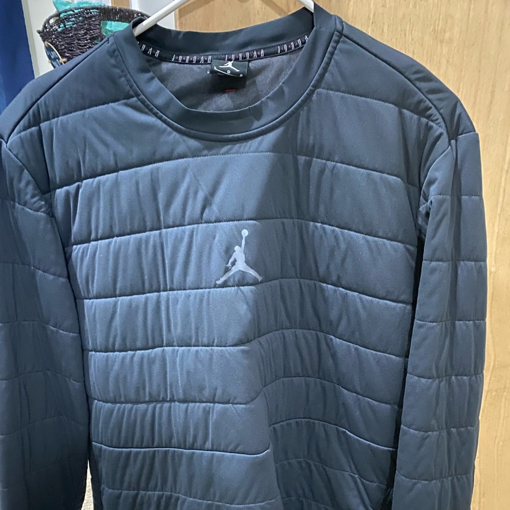 Jordan Men's Black Quilted Pullover Sweatshirt with Jumpman Logo